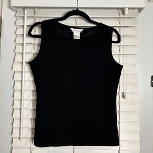 Misook Black Sleeveless Crewneck Tank Top Petite Small Elevated Basic Classic